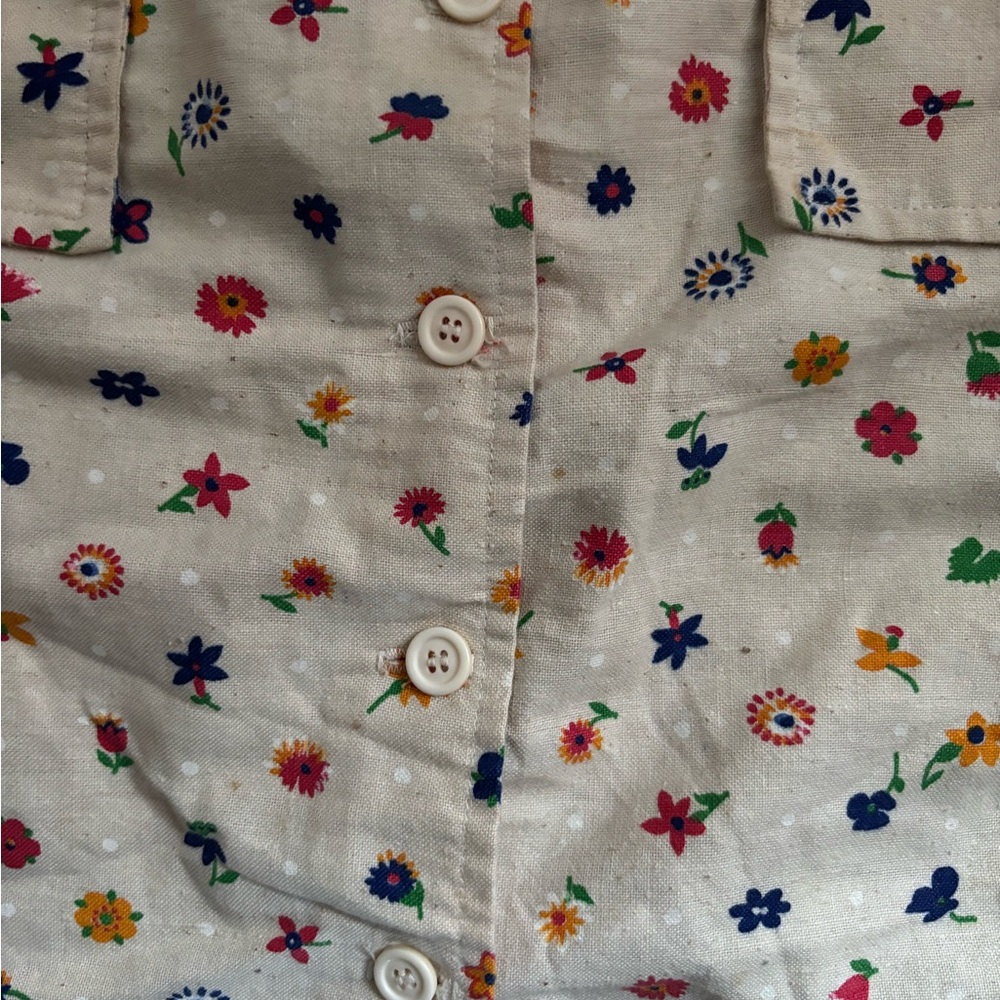 Classic Cream Floral Button-Front A-Line Skirt - Picture 4 of 4